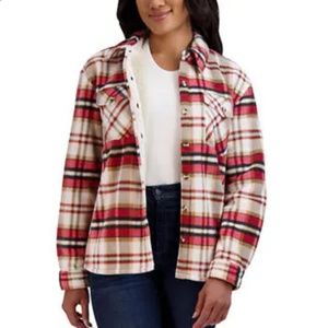 Sage Ladies' Plush Shirt Jacket Shacket Plush Soft Sherpa Fleece Lined N…